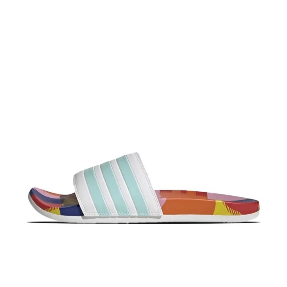 Adidas Adilette Comfort Slides in White / Aqua / Active Blue, Mens 9 - Picture 10 of 10